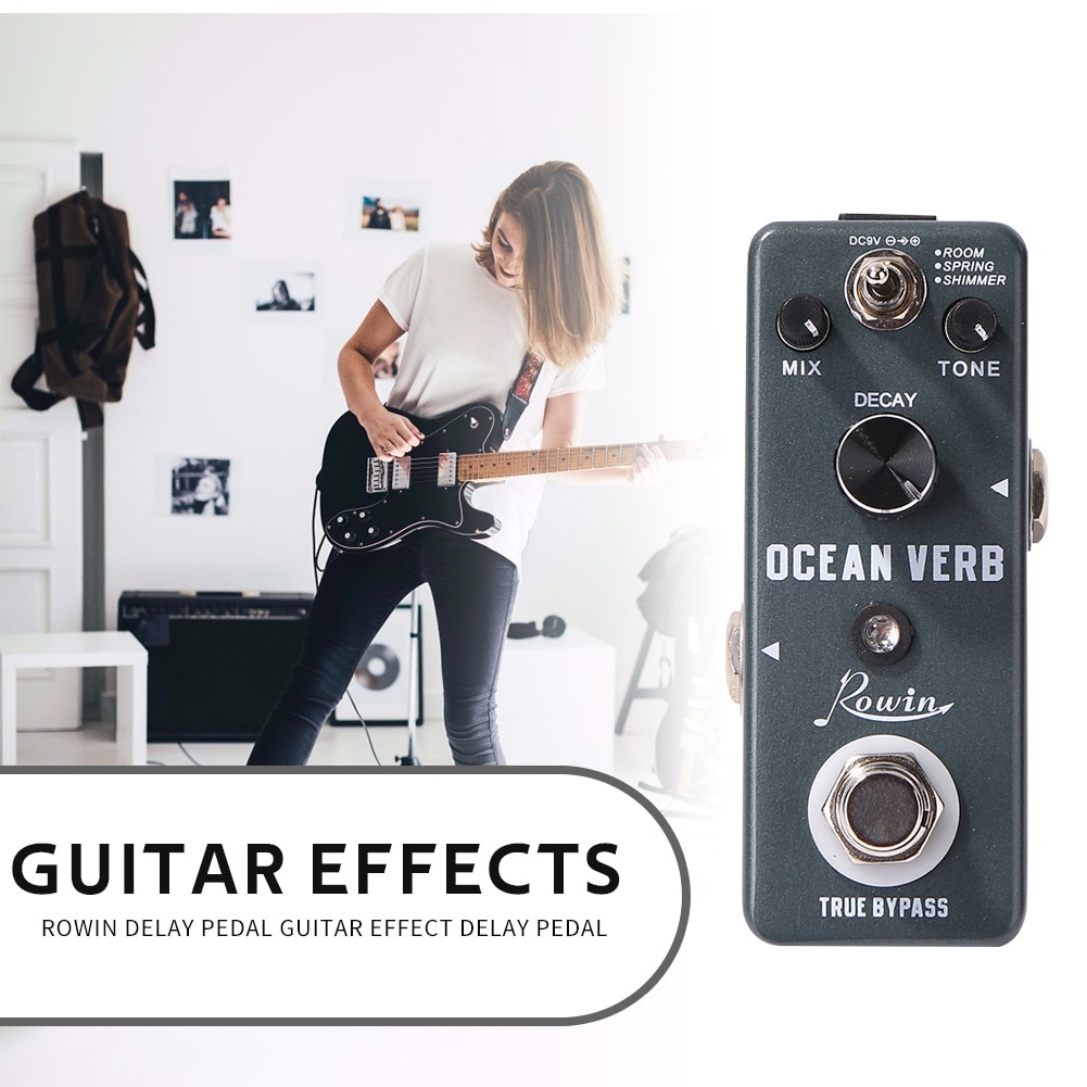 Guitar Digital Reverb Pedal Ocean Verb Room Spring Shimmer Guitar Effect for Rowin Music Lovers Playing Accessories
