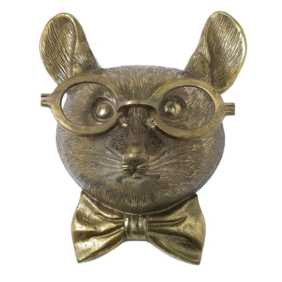 Pendentif mural en résine, tête de renard, lapin, cerf, souris, avec lunettes, Sculpture, , décoration murale pour la maison