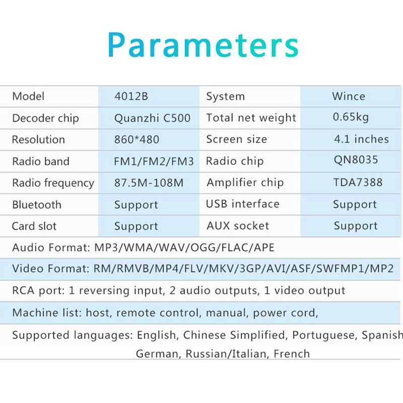4.1 Inch 1 DIN Car MP5 Player Bluetooth FM Transmitter Radio Stereo Head Unit With Remote Control Can Be Connected To Camera