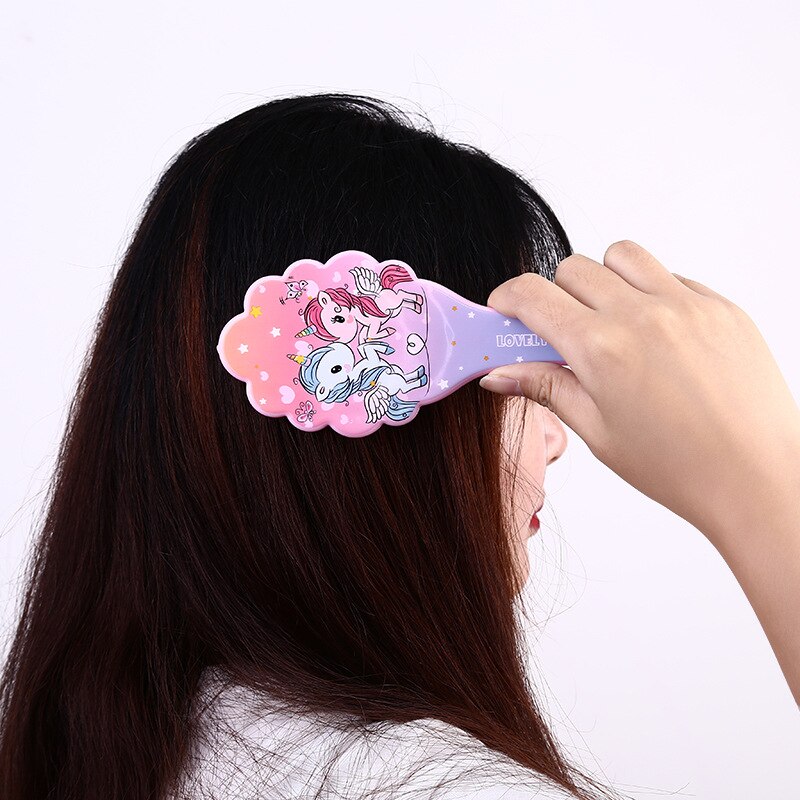 Brosse à cheveux Anti-nœud pour enfants, peigne de Massage à coussin d&#39;air licorne de dessin animé mignon, peigne de coiffure pour enfants, brosse à cheveux pour bébé
