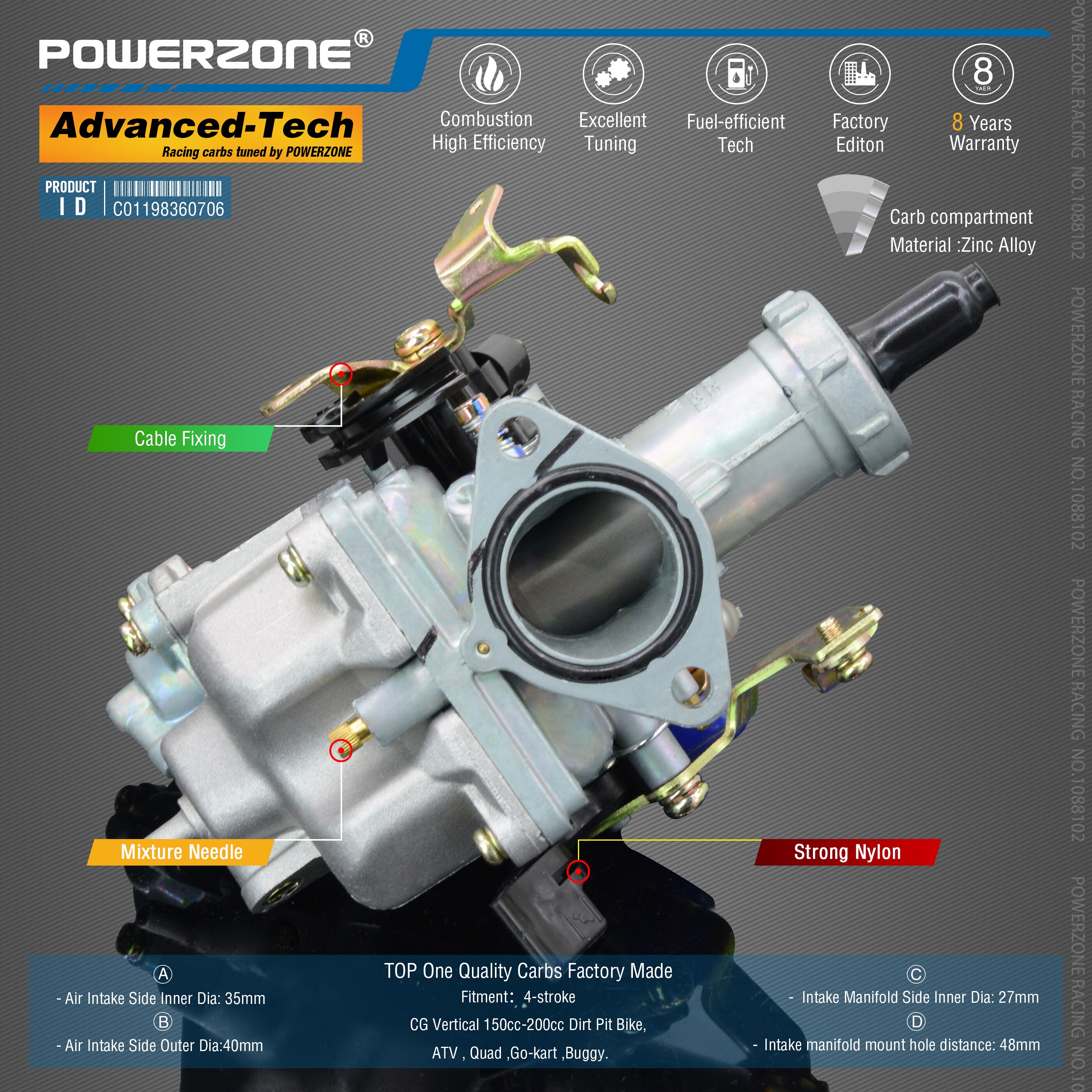 Powerzone Carburateur PZ27B 27mm CVK Accelerator P... – Grandado