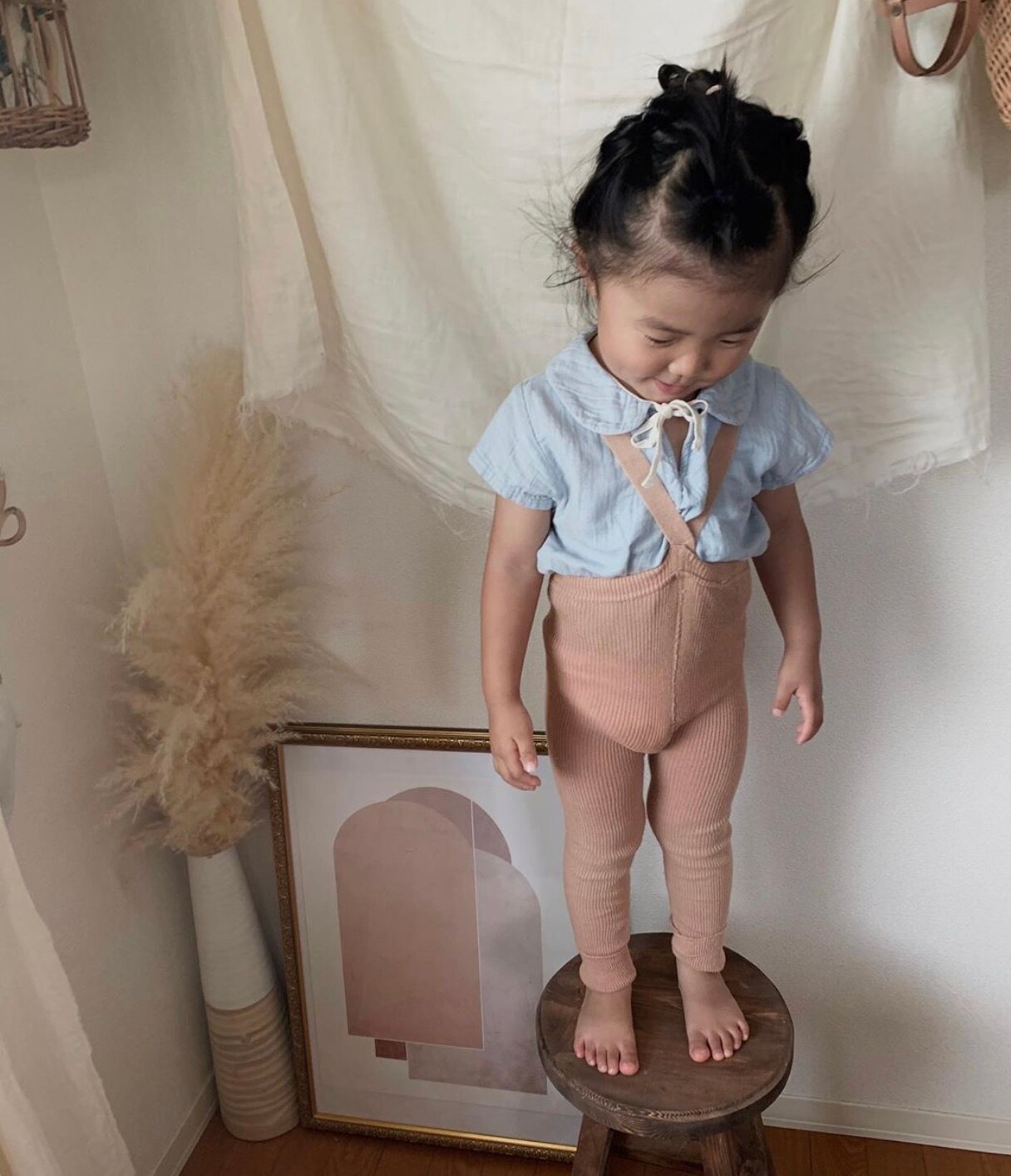 Baby selebukser ss mærke efterår vinter drenge piger solide søde overalls til småbørn strikkede bomuldsoveralls bukser til børn: Lyserøde overalls / 1-2 år