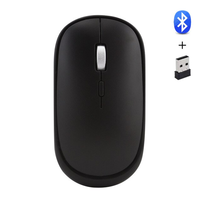 CHYI Mini Bluetooth 4.0 2.4G Dual Mode Wireless Optical Mouse 1000/1200/1600 DPI Home Office Computer Mice For PC Laptop: black