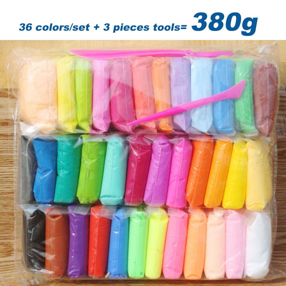 12 24 36 Colors/Set Polymer Clay with 3 Tools Air Drying Light Plasticine Modelling Air Dry Clay Handmade Educational Girls Toys