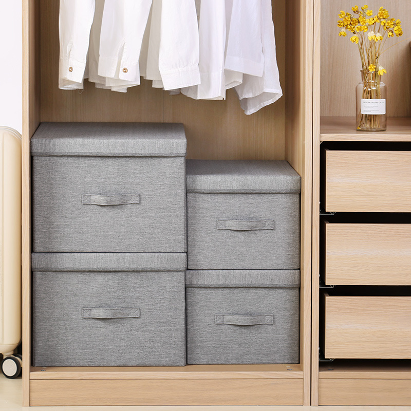 Große Schrank-Organizer-Boxen mit Deckeln Zusammenklappbare Dekorative Aufbewahrungsboxen Stoffbehälter für Wohnzimmer, Studentenwohnheim, Kinderzimmer
