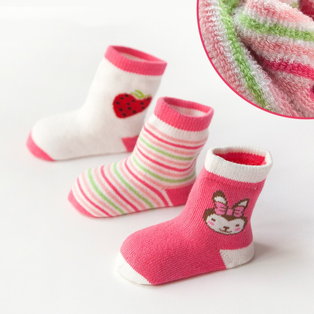 3 Paren/set Winter Herfst Thicken Warm Leuke Baby Badstof Sokken Baby Peuters Hoge Sokken