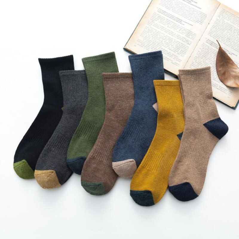 5 paar japanse katoenen herensokken dikke badstof lange sokken heren zakelijke herfst winter warme sokken calcetines meias