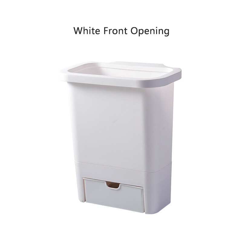Baffect 12L Kitchen Trash Can for Cabinet Door Trash Bin Plastic Waste Bin with Garbage Bag Storage Box kitchen Compost Caddy: White front