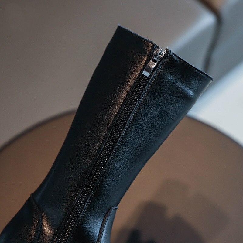 Kushyshoo scarpe per bambini per ragazza 2020 moda Casual cerniera laterale polpaccio Martin stivali peluche caldo aumentare morbidi stivali invernali per bambini