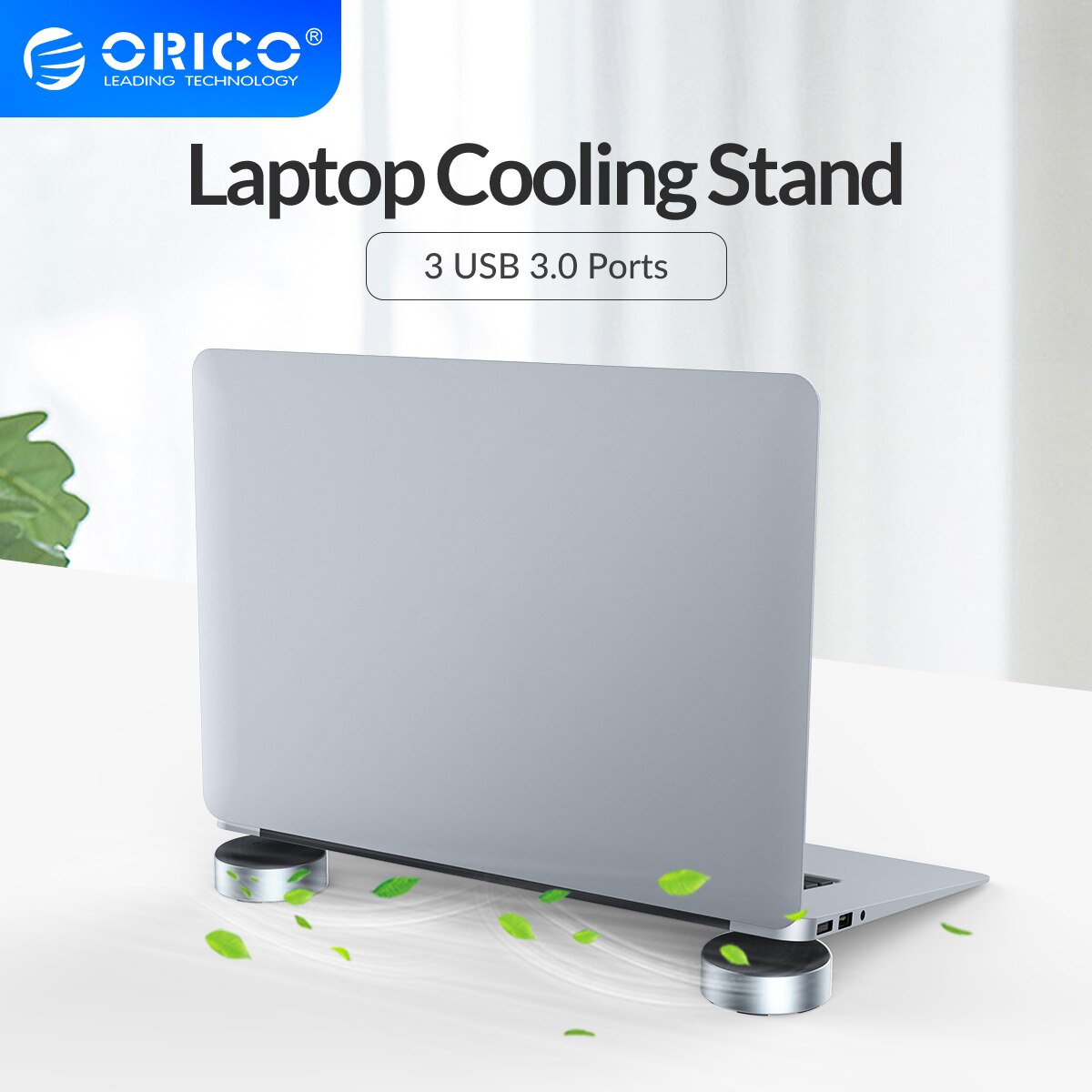 Orico Laptop Stand Met USB3.0 Hub Aluminium Draagbare Cooling Pad Warmteafvoer Skidproof Pad Cooler Stand 2 Stuks Voor Macbook