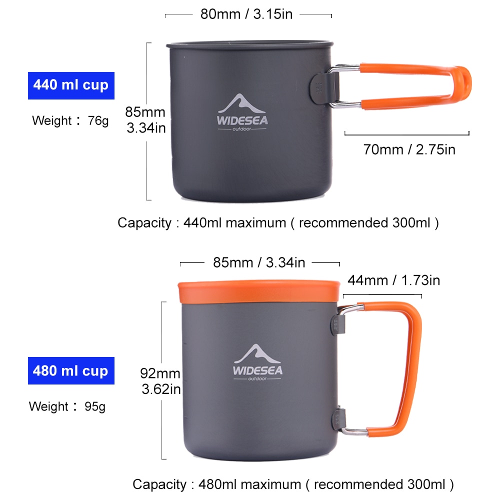 Widesea campeggio tazza di alluminio tazza da esterno turismo caffè bevanda cottura stoviglie attrezzatura da picnic trekking turistico escursionismo viaggi