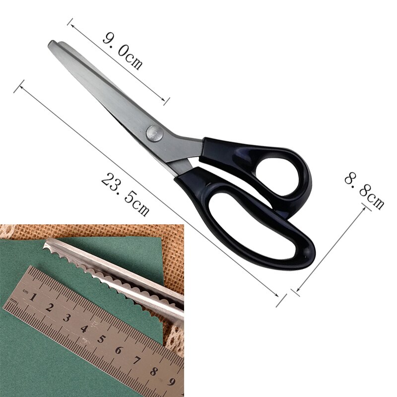 23.5cm Zig Zag Sewing Cut Dressmaking Tailor Shear Pinking Scissor Leather Craft Fabric Upholstery Tool Textile: Red