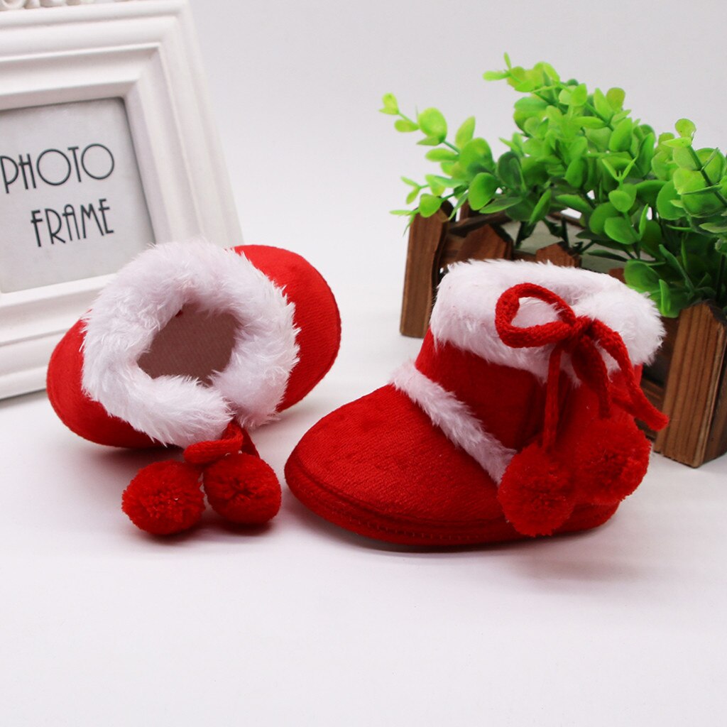 Fahsion Casual Infant Newborn Baby Kids Girls Shoes Boots Cashmere Plush Winter Keep Warm Ankle Boots Bandage Warm Shoes