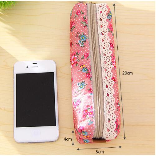 1pcs/lot Floral Fabric Pencil Bag Vintage Flower Lace Utiles Escolares Korean Style Pen Pouch for School Offices Supplies