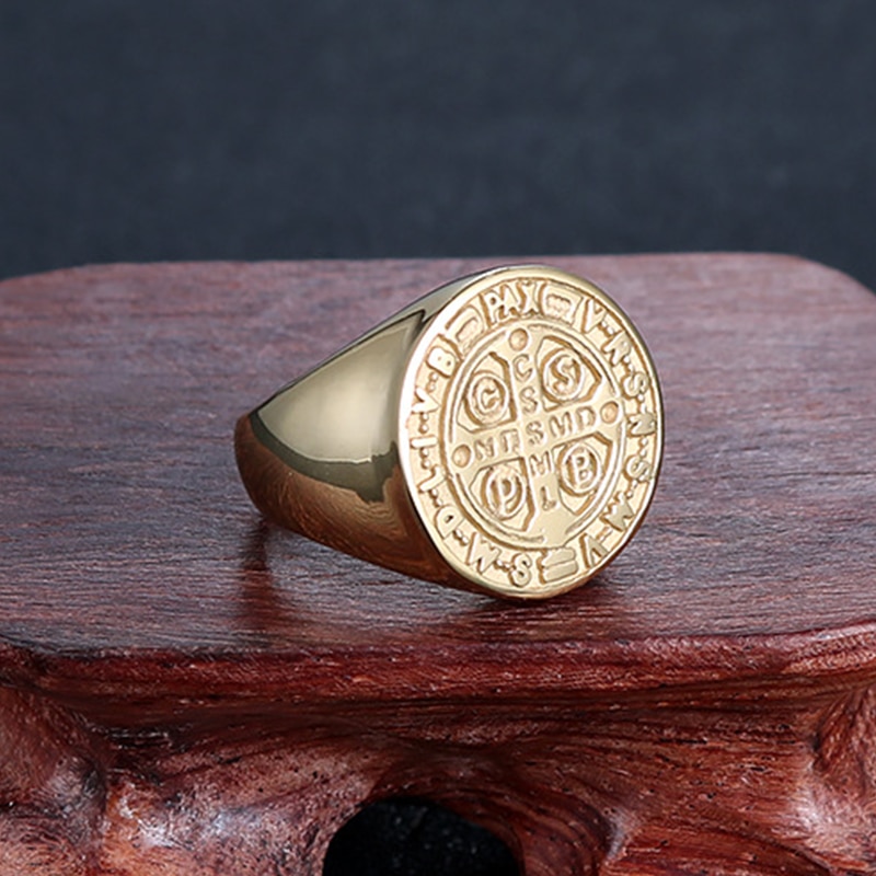 Zegelring van roestvrij staal, gouden steampunk voor mannen, zegelringen, trouwringen, grote herenringen, sieraden voor mannen