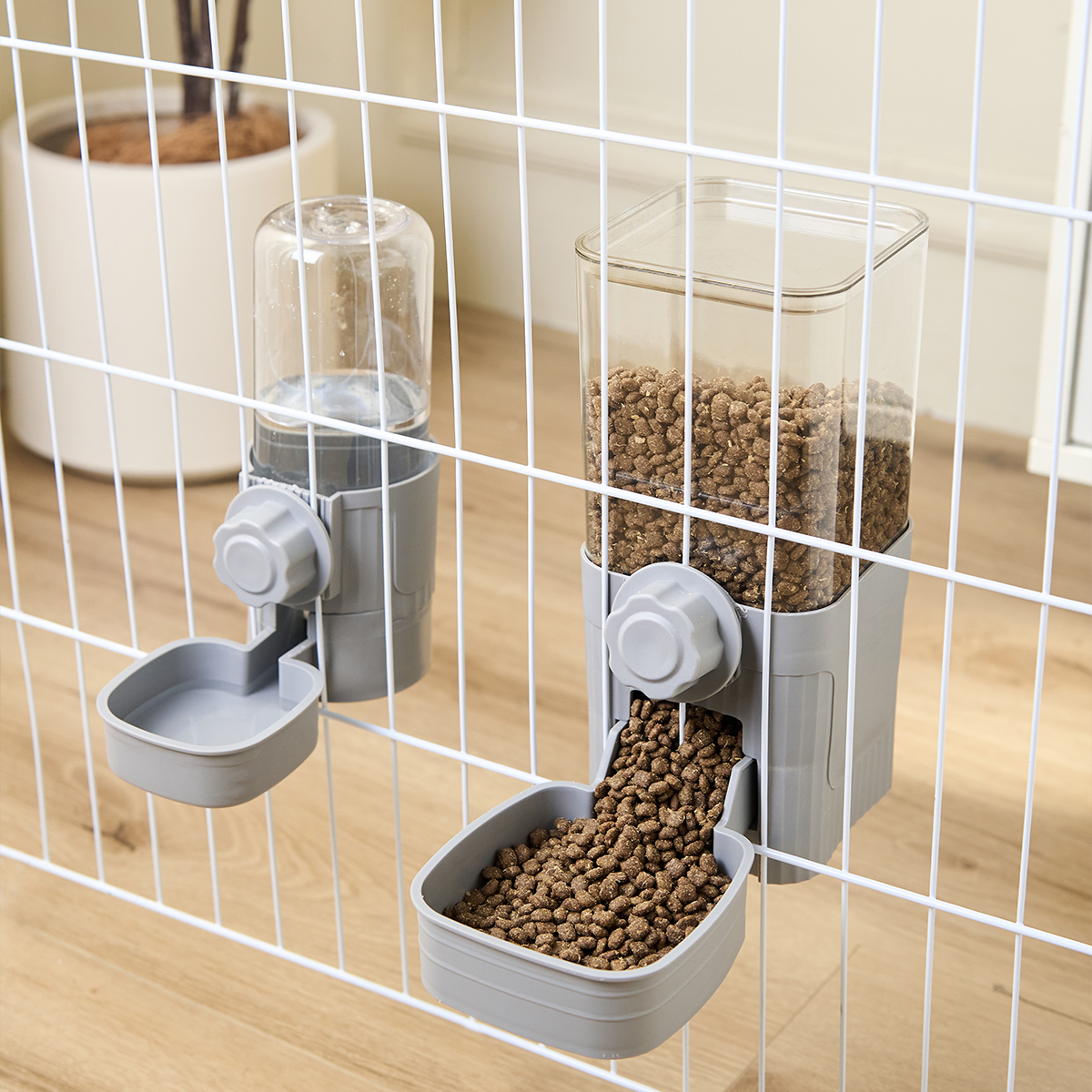 Bebedero automático para mascotas, cuenco con jaula colgante para perros y gatos, adecuado para cachorros pequeños, gatos, conejos, contenedor de comida, cuenco dispensador