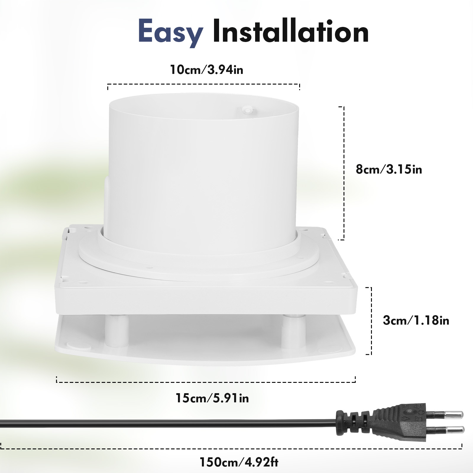 100mm 4" Extractor Fan Bathroom Kitchen Remote Control Two-Way Multifunction Max 5.7W 7 Speeds Silent Timer EU/UK Plug
