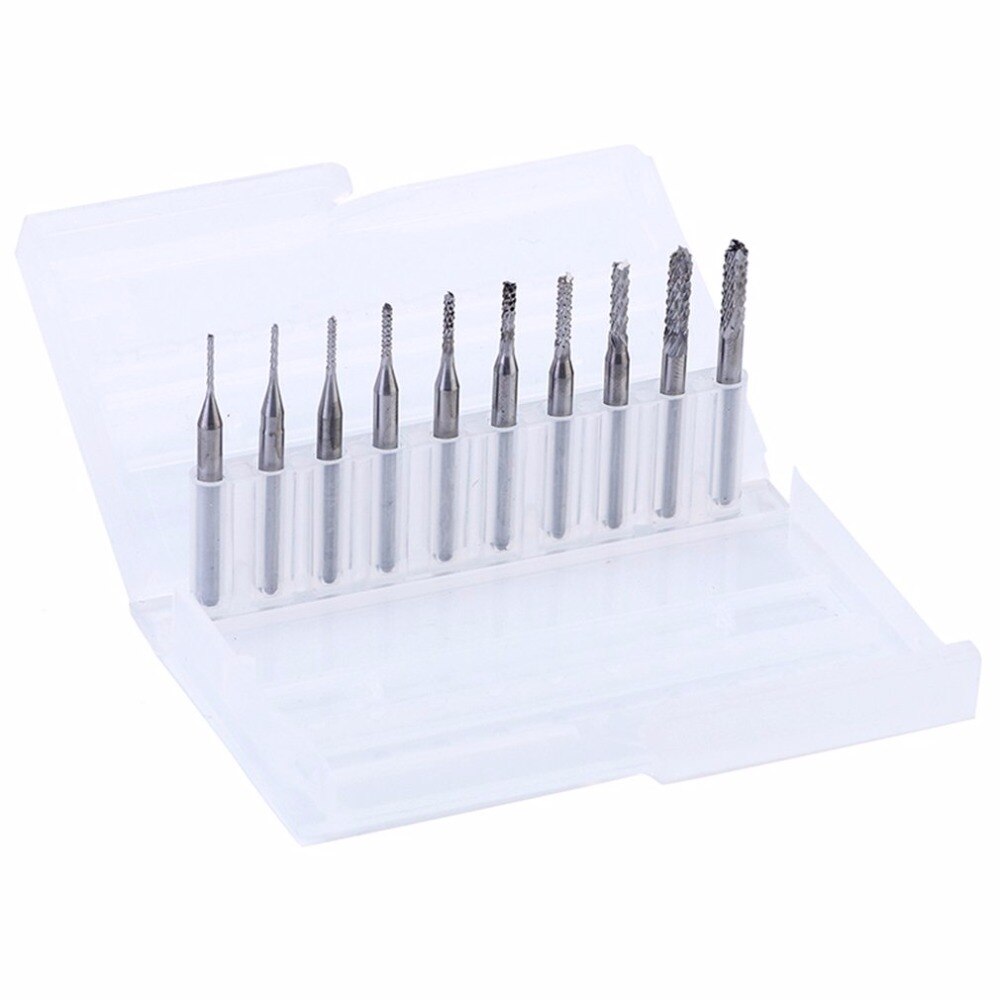 10 Pieces Set Tungsten Carbide Extended PCB Corn Cutter CNC Engraving Wood Router Corn Milling Cutter PCB Drill