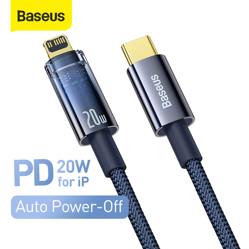 Baseus USB Cable For iPhone PD20W Auto Power-Off Fast Charging Cord For iPhone 13 12 11 Pro Max iPad Date Transport Cable