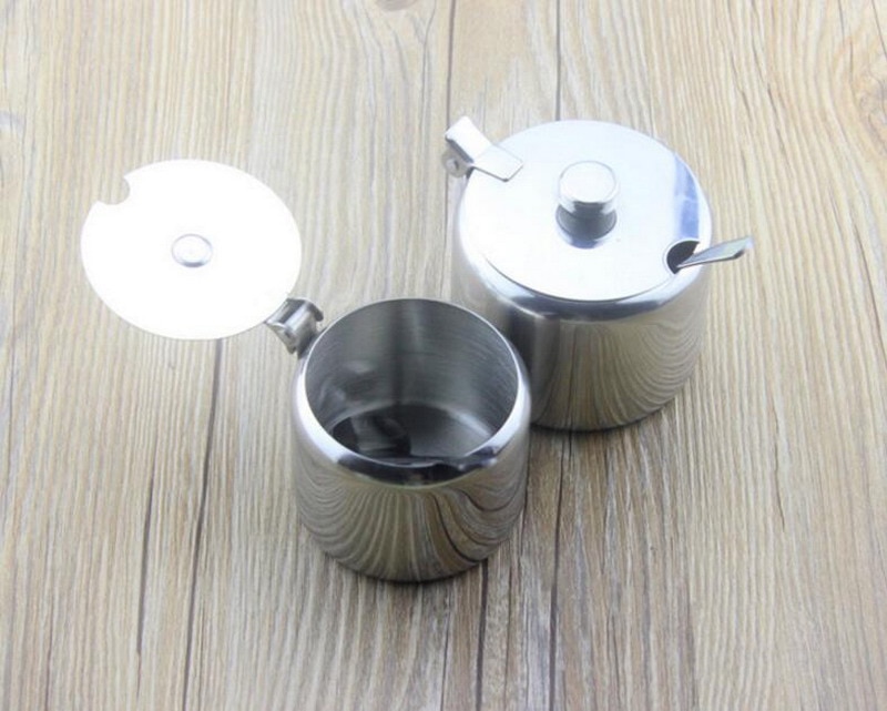 Caster 304 roestvrijstalen kruidendoos met lepel zout peper blikjes keuken kruidenpot