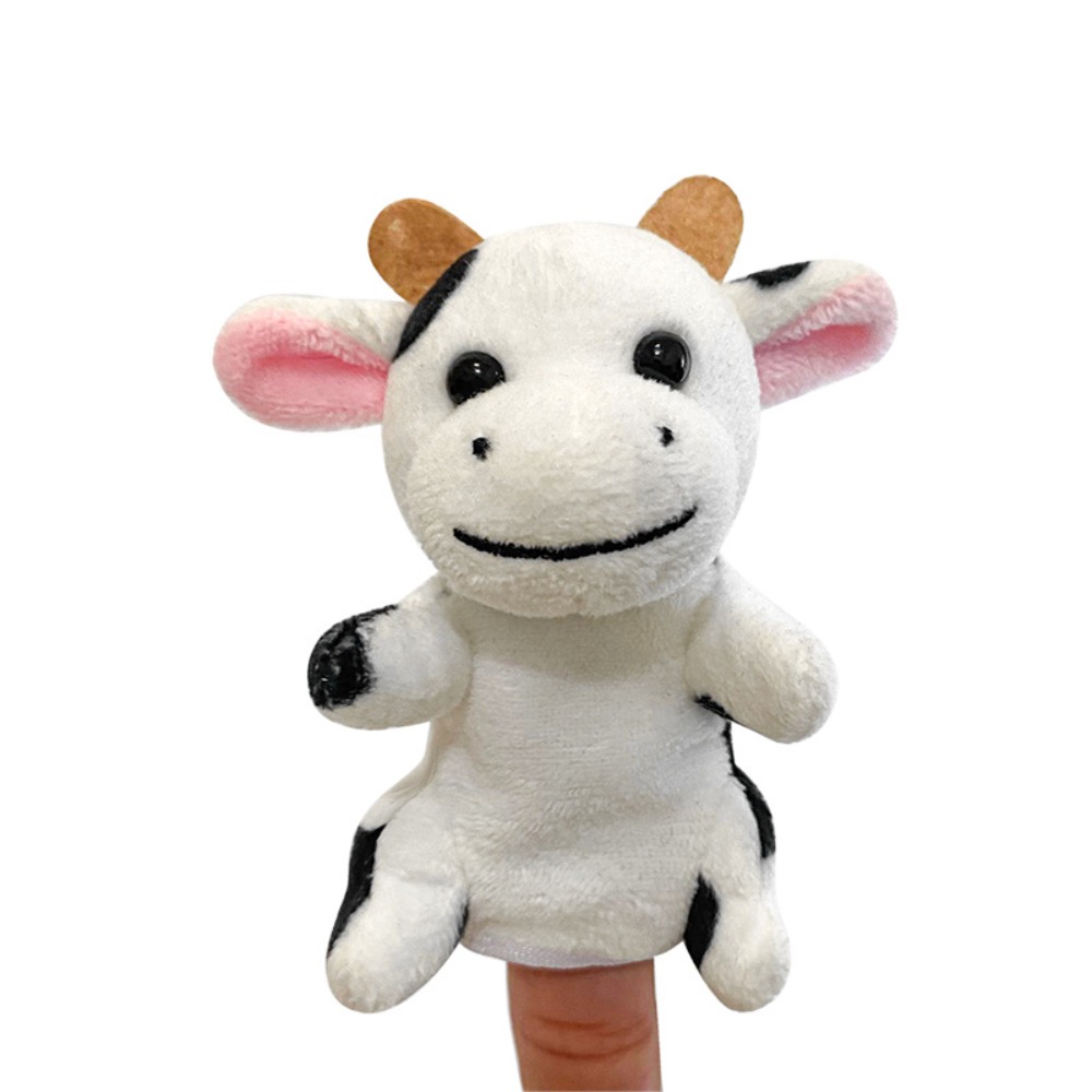 Burattini da dito in tessuto a forma di animali da fattoria per giochi di ruolo e racconti, burattini da mano a forma di animali, burattini cartoni animati Kawaii per spettacoli didattici: nero