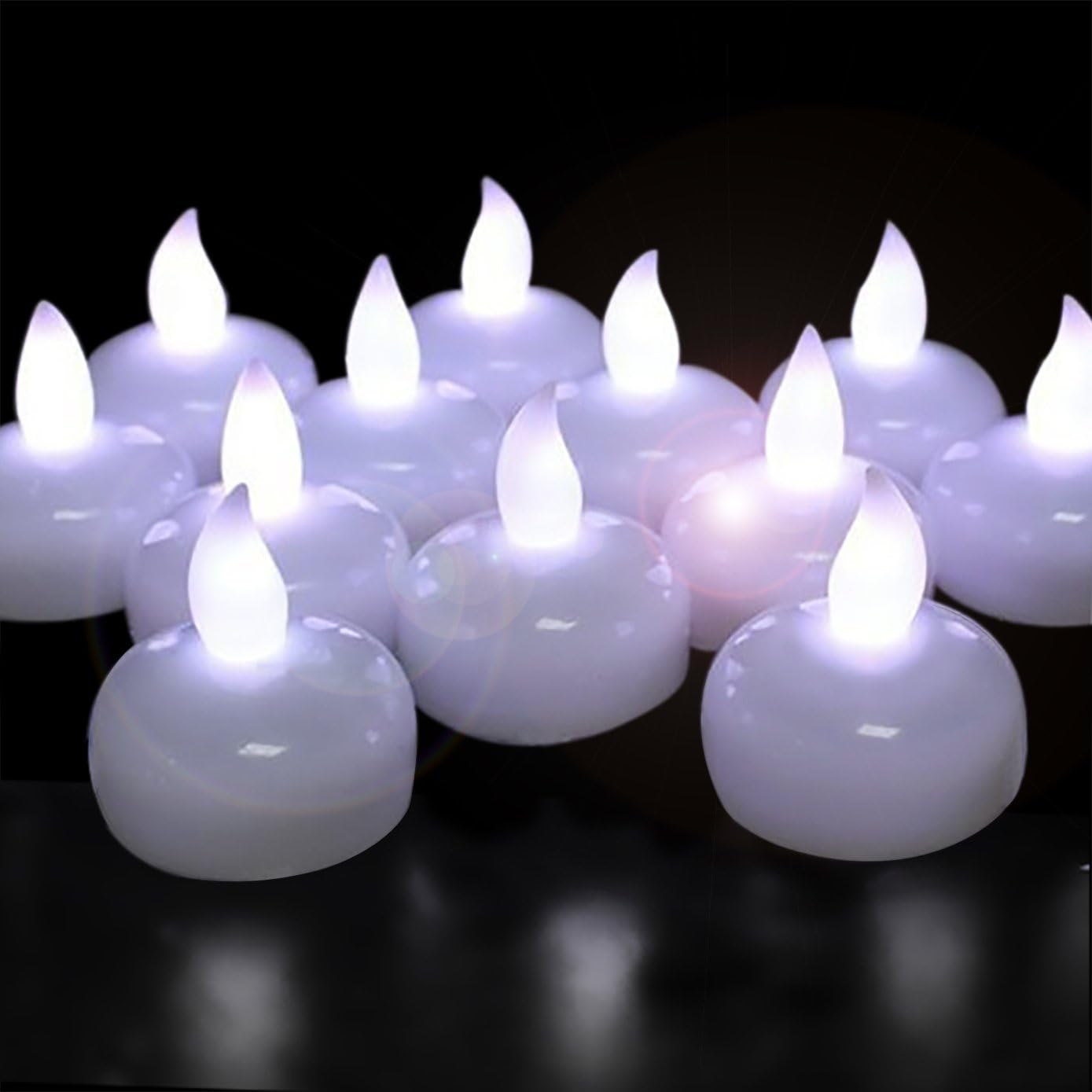 12 stücke Schwimmende Kerze Lichter LED Elektronische Kerzen Batterie Betrieben schweben auf Wasser Teelicht Für Weihnachten Hochzeit Party Dekor: Kaltes Weiß / dunkel khaki