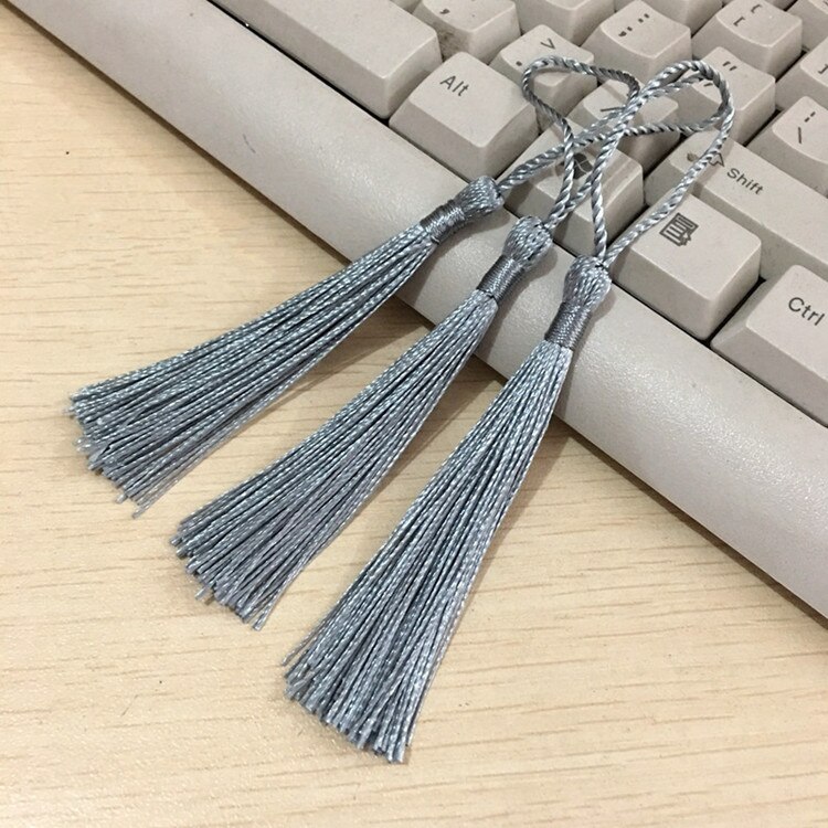 10 sztuk mieszane kolor 14cm jedwabne frędzle fringe szycia Bang zakończenie z frędzlami kluczowe frędzle dla DIY biżuteria naszyjnik chiński węzeł: light Gray