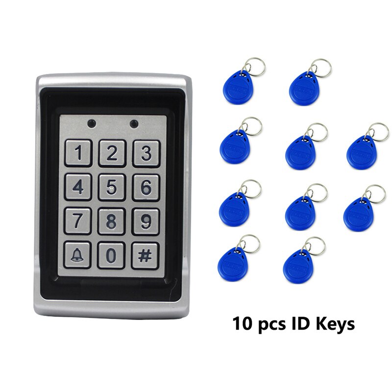 Carcasa de Metal para 1000 usuarios, teclado de tarjeta RFID de 125KHZ con retroiluminación, Control de puerta, sistema de Control de acceso de código independiente A07: AC 10 blue keys