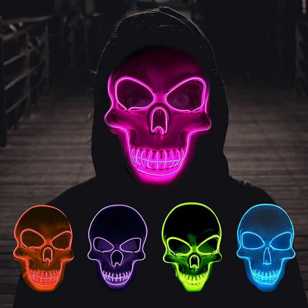 Halloween Party Mask Skeleton LED Mask Glow Scary EL-Wire Mask Light Up Cosplay Masks Election Masscara Costume Party Supplies
