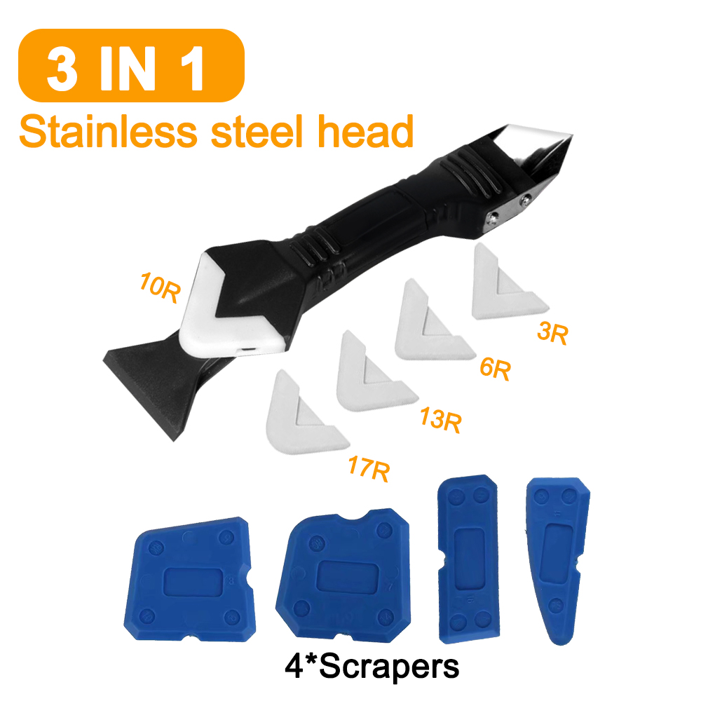 5 In 1 Siliconen Remover Breeuwen Finisher Kit Afwerking Roestvrij Steelhead Verwijderen Schraper Grout Kit Handgereedschap Accessoires: 3in1 Set