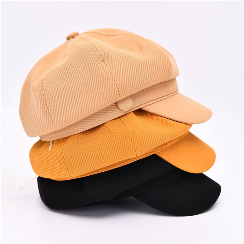 Vintage Newsboy Cap Women Octagonal Hat Casual Plaid Spring Ladies Plaid Painters Beret