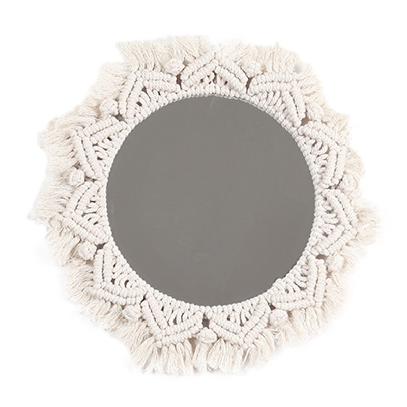 Macrame Spiegel Handgemaakte Tapijt Make-Up Spiegel Compact Bohemen Decoratie Thuis Slaapkamer Decoratieve Spiegels Muur Spiegels