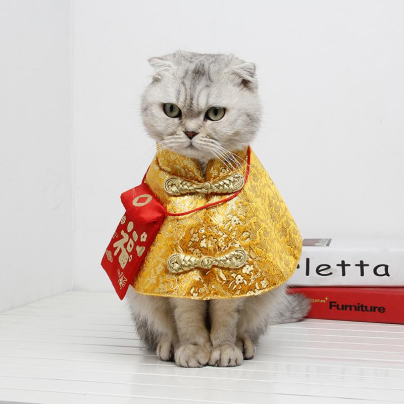 Pet Cat Dog Chinese Style Clothes Spring Festival Cape Neck Red Envelope Christmas Day Year Collar Bow Tie Costume Products