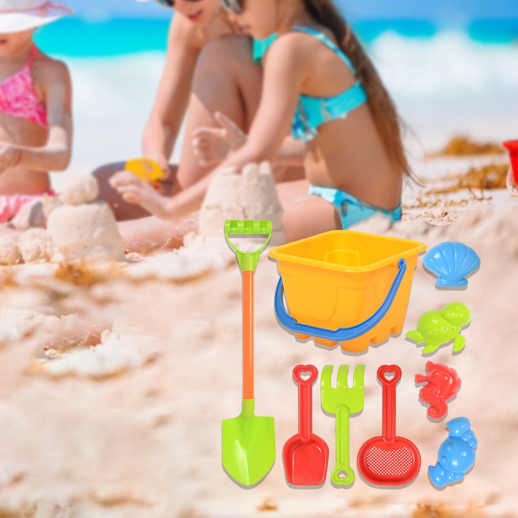 Beach Toys for Kids Baby Game Bathroom Toys Children Water Sandbox Summer Play Sand Water Tools Set Kit: 9pcs Bucket