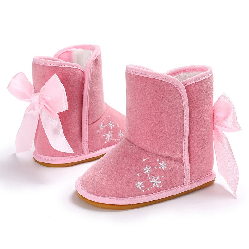 Luipaard Baby Snowboots Pu Leer Dikke Warme Pasgeboren Meisje Winter Schoenen Cartoon Pluche Bows Non Slip Baby Peuter Eerste wandelaars
