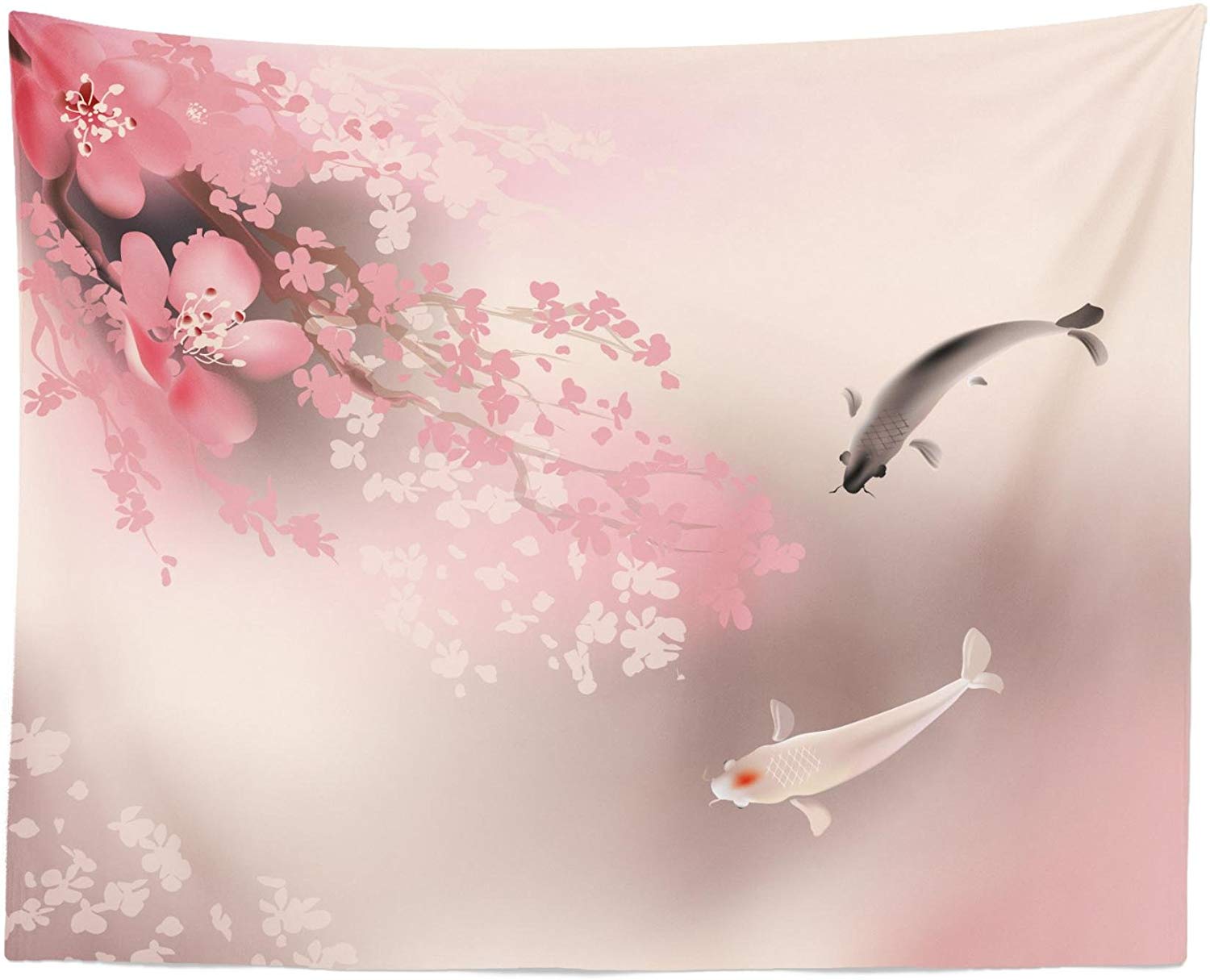 Koi Vis Sakura Blossom In Japan Met Creature Cultuur Natuur Stof Muur Opknoping