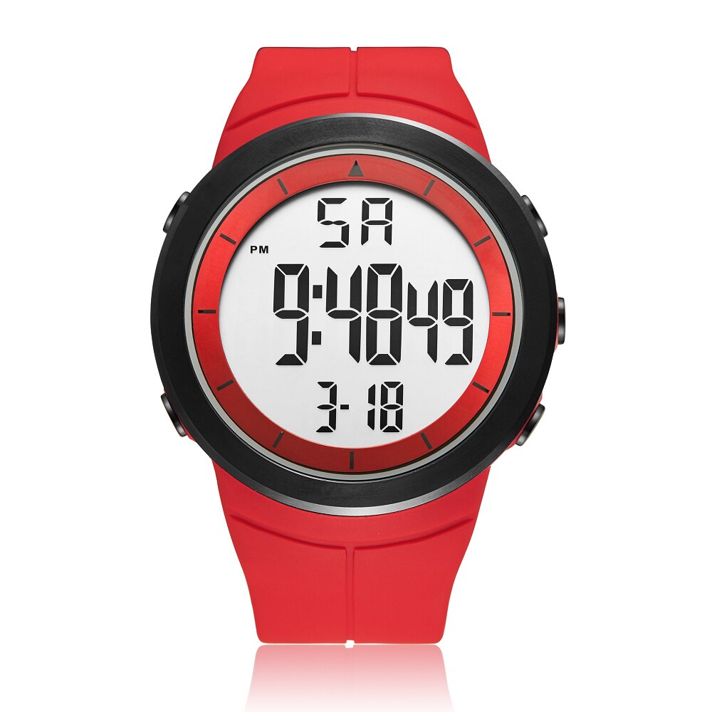 Ohsen Mode Lcd Digitale Mannen Horloge 50M Waterdichte Leger Greenoutdoor Sport Hand Mannelijke Klokken Relogio Masculino: Red watch