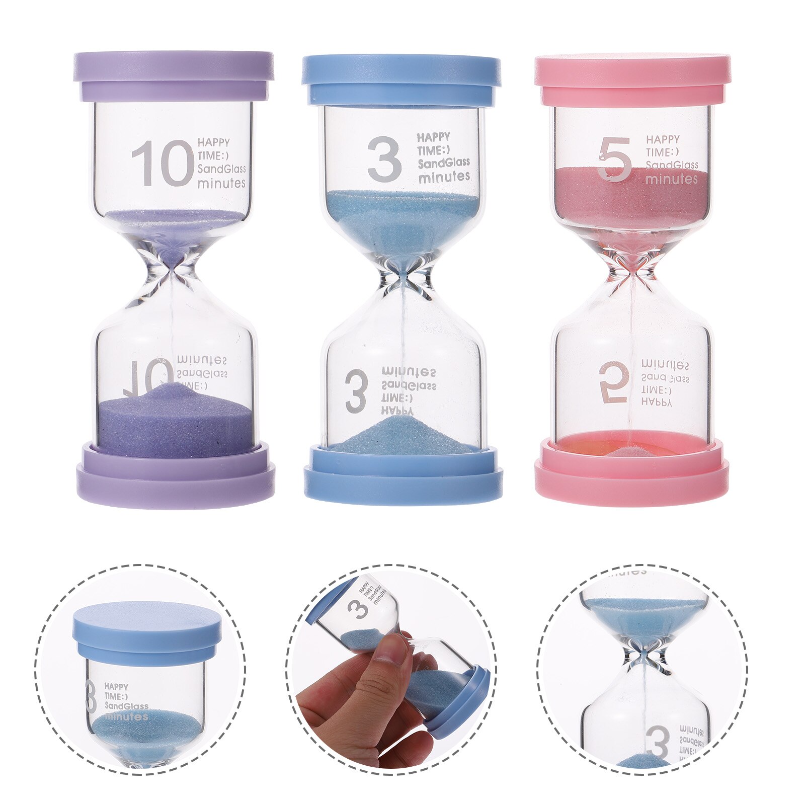 3 Pcs Decorative Beautiful Exquisite Hourglasses Desktop Decorations Timers Practical Novel Unique Sand Clock