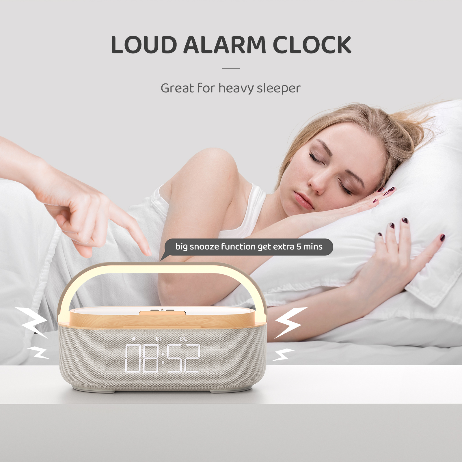 Wireless Charger Alarm Clock Bluetooth Speaker LED Smart Digital Clock USB Fast Charger Table Electronic Desktop Clock Fm Radio