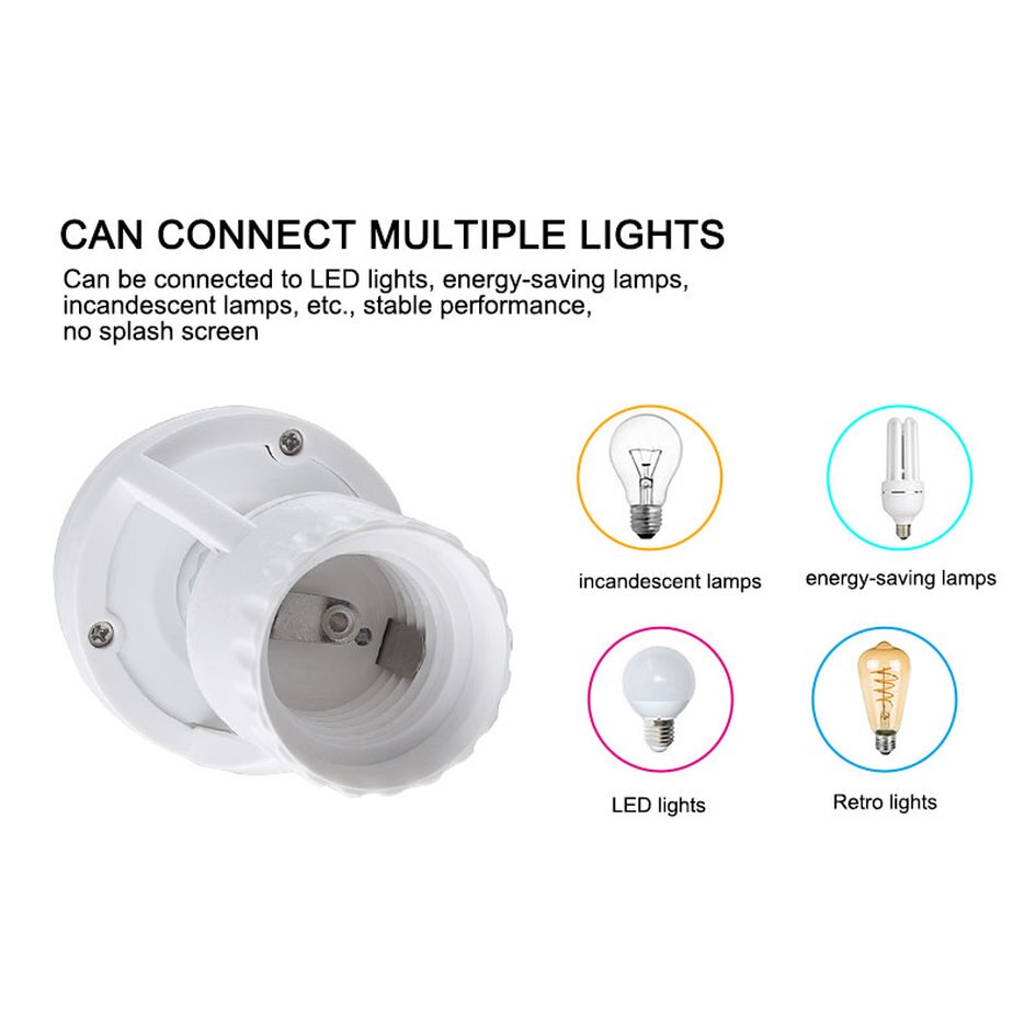 Socket E27 Converter With PIR Motion Sensor Smart Home High Sensitivity Smart Switch E27 Lamp Holder Base For Led Lamp