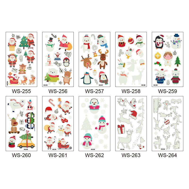 Autocollants de tatouages lumineux brillants brillent dans les tatouages temporaires des enfants sombres enfants autocollant mignon imperméable Fluorescent de noël