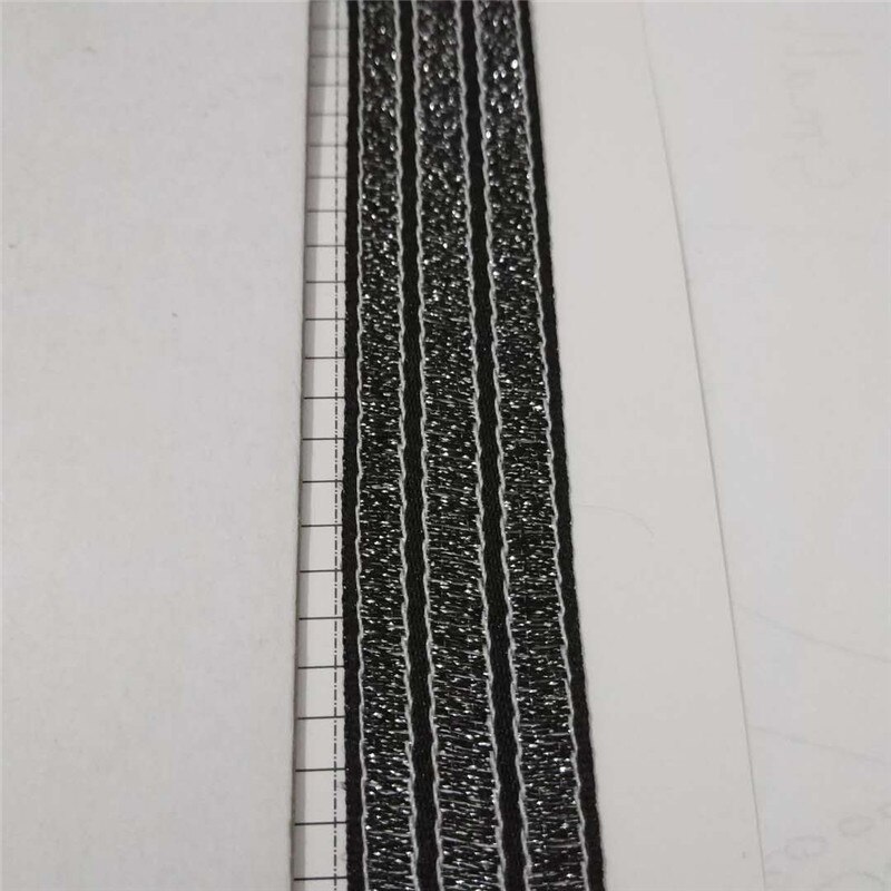 25mm Breed Geweven Singels Polyester lint kleurvast dunne lint Moslim Singels 1 yard Hollow Singels: Black