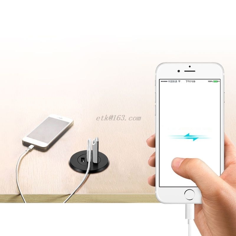 5cm Grommet Hole In-Desk Mounting 3 Ports USB 2.0 Hub For Laptop PC Computer