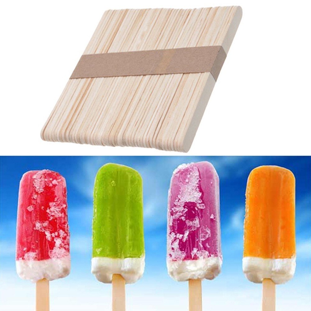 50/100pcs Popsicle Stick Ice Cube Maker Cream Tools Model Special-Purpose Wooden Craft Stick Mold Accessories