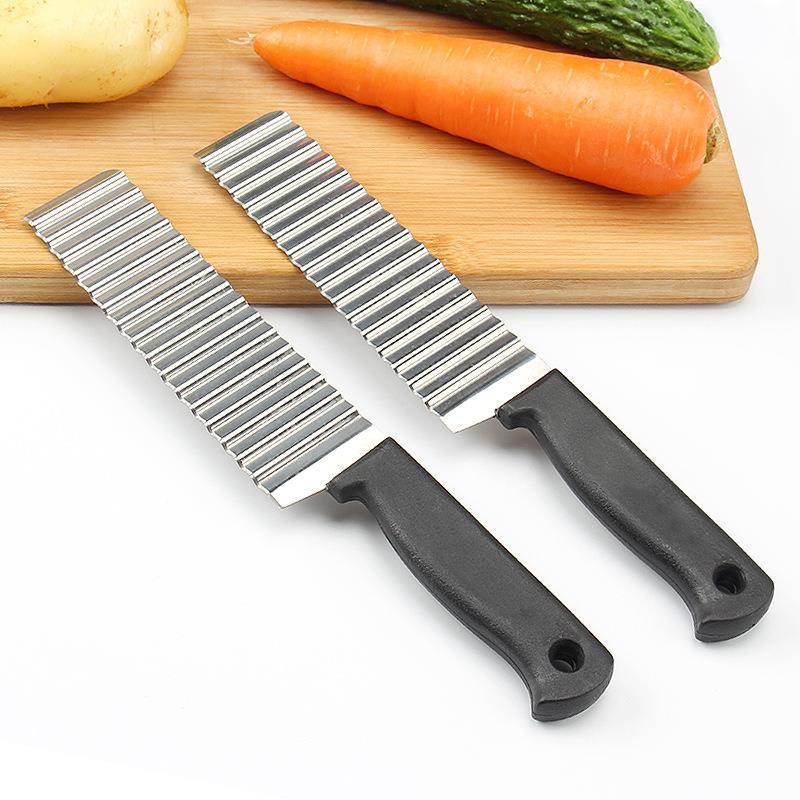 Stainless Steel Potato French Fry Cutter Serrated Blade Easy Slicing Banana Fruits Potato Wave Knife Chopper Kitchen Accessories