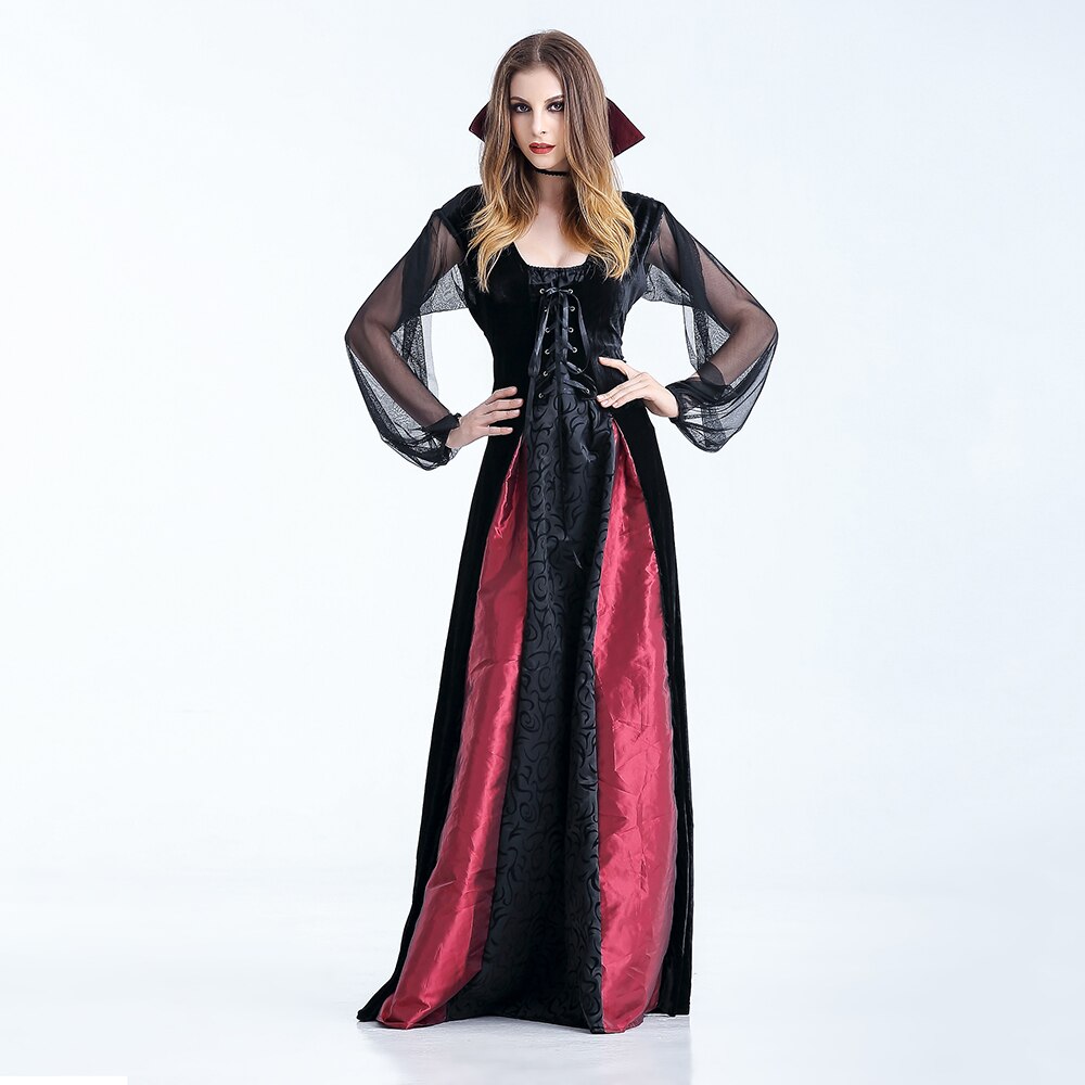 VASHEJIANG Women Vampire Costumes Cosplay Adult Gothic Witch Vampire Costumes Halloween Masquerade Plays Vampire Costumes
