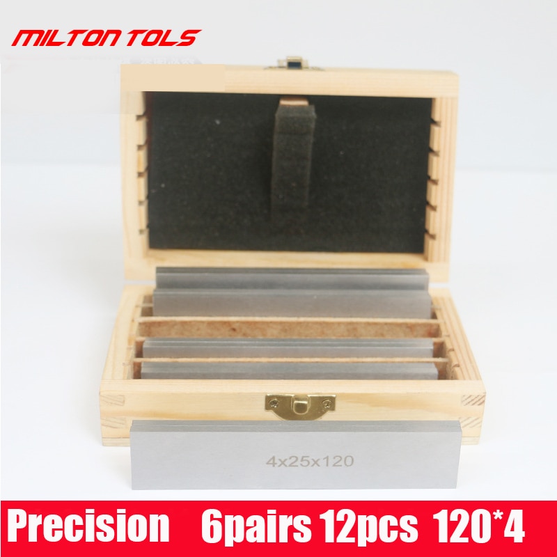6 Pairs 12Pcs Parallel Pad Gauge Block Alloy Steel CNC Milling Pads Set 120mm x (10-35Mm) for Vice Milling Machine Lathe