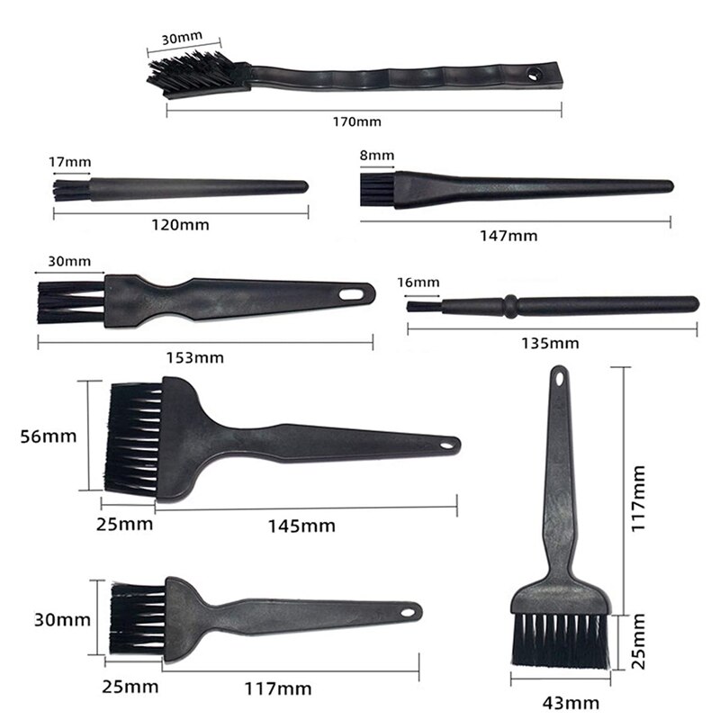 16 Portable Plastic Handle Anti Static Brushes Small Spaces Cleaning Brushes Computer Keyboard Cleaning Brush Kit Black