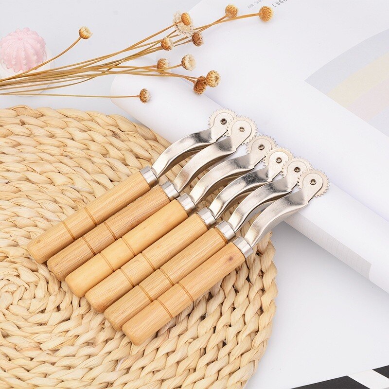 Tracing Wheel Stitch Marking Spacer Leather Needle Tracing Wheel with Wooden Handle and Leather Crafts