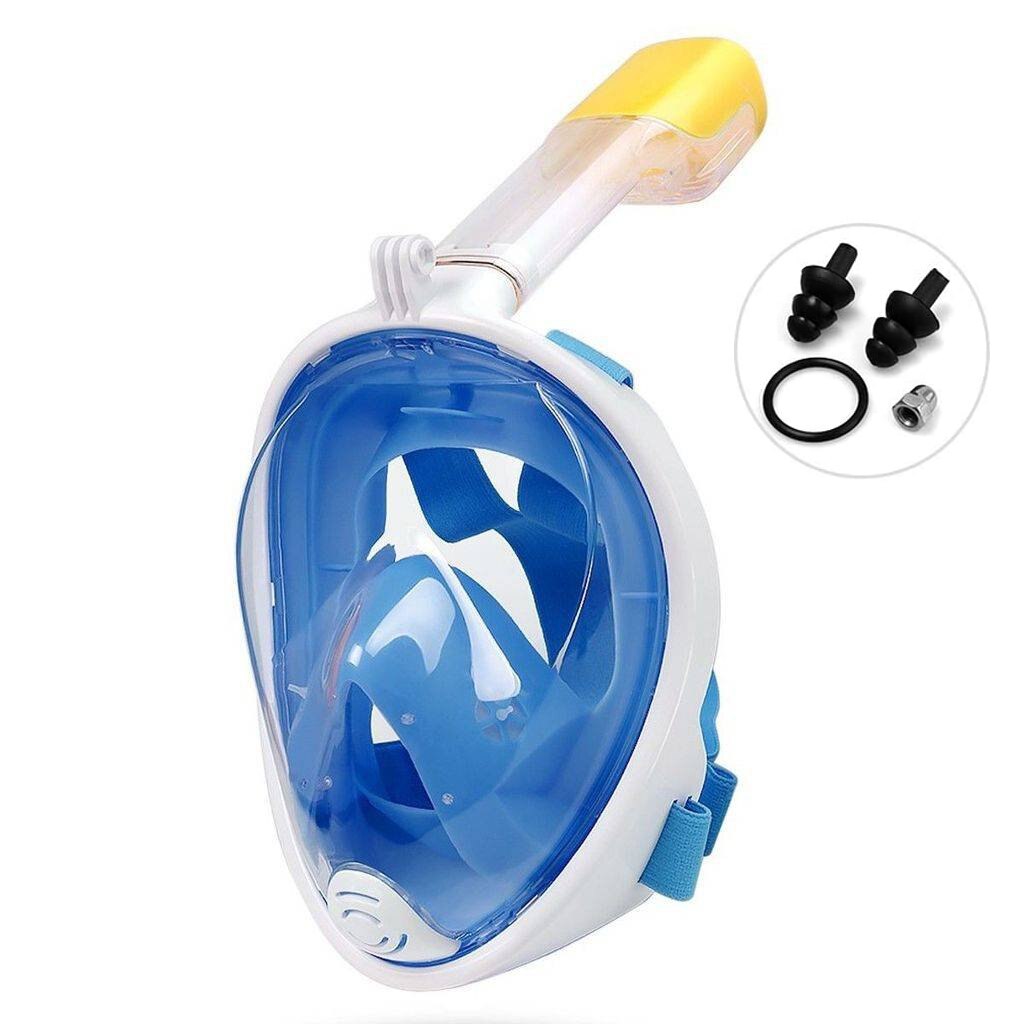 Underwater Scuba Snorkeling Anti Fog Mask Set Diving Full Face Respiratory Masks Safe and Waterproof Swimming Equipment: Blue / L/XL